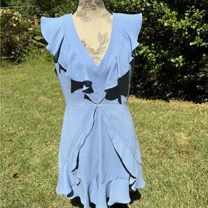 BCBGMaxAzria Sky Blue Ruffle Mini Dress